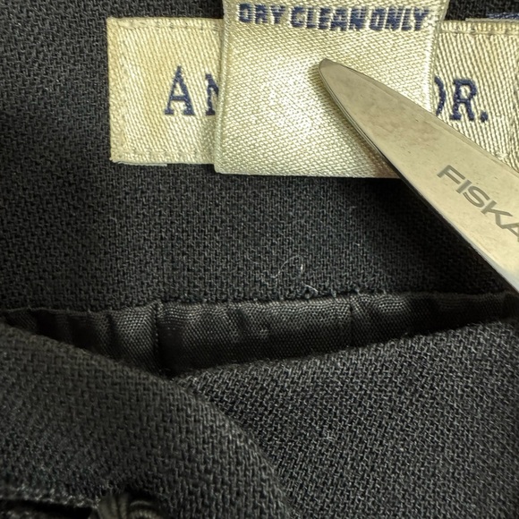 Vintage 80s 90s Ann Taylor Size 8 Long Blazer Black Wool Embroidered Sleeves - Picture 8 of 10